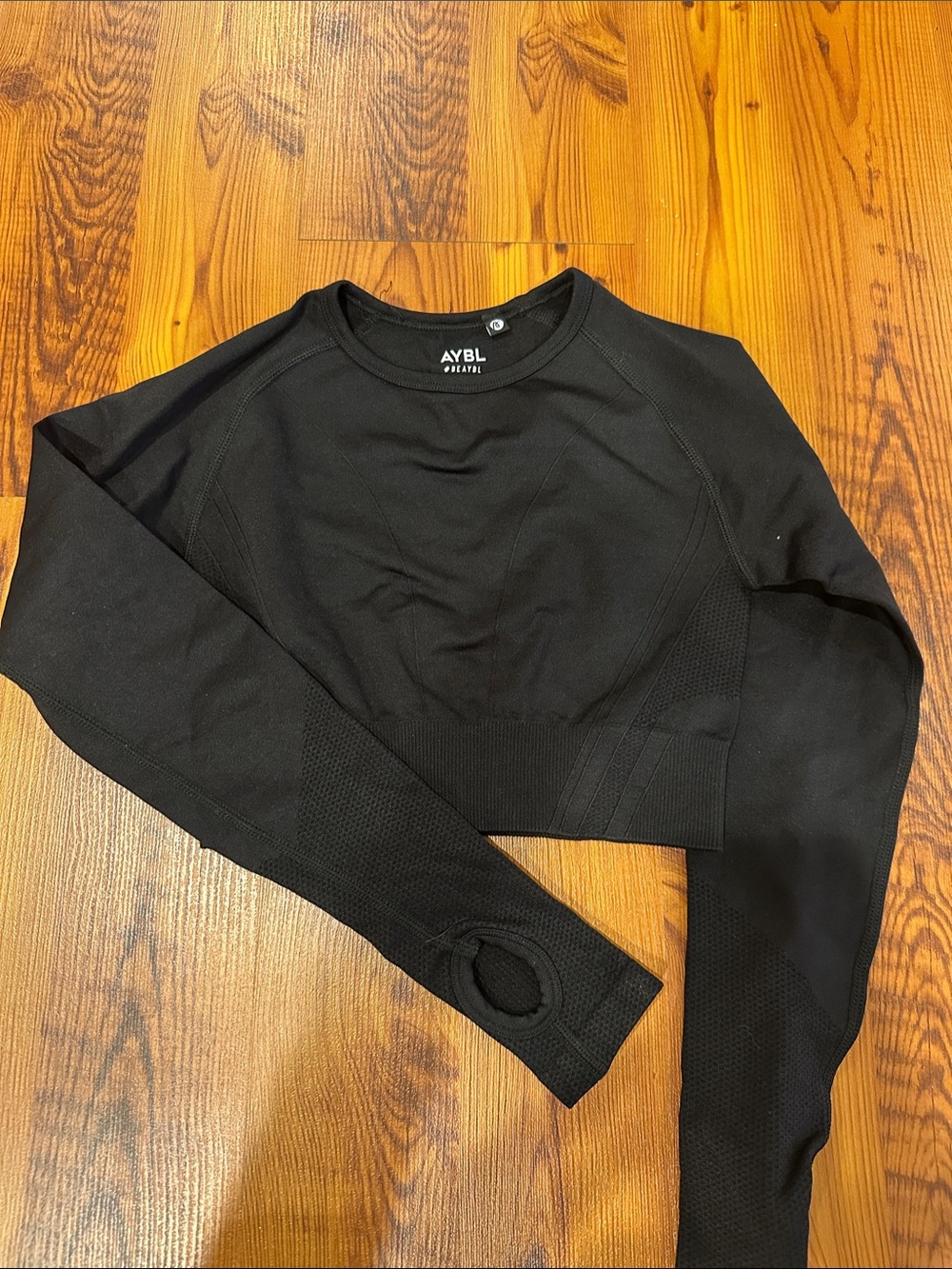AYBL Black Seamless Long Sleeve Crop Shirt